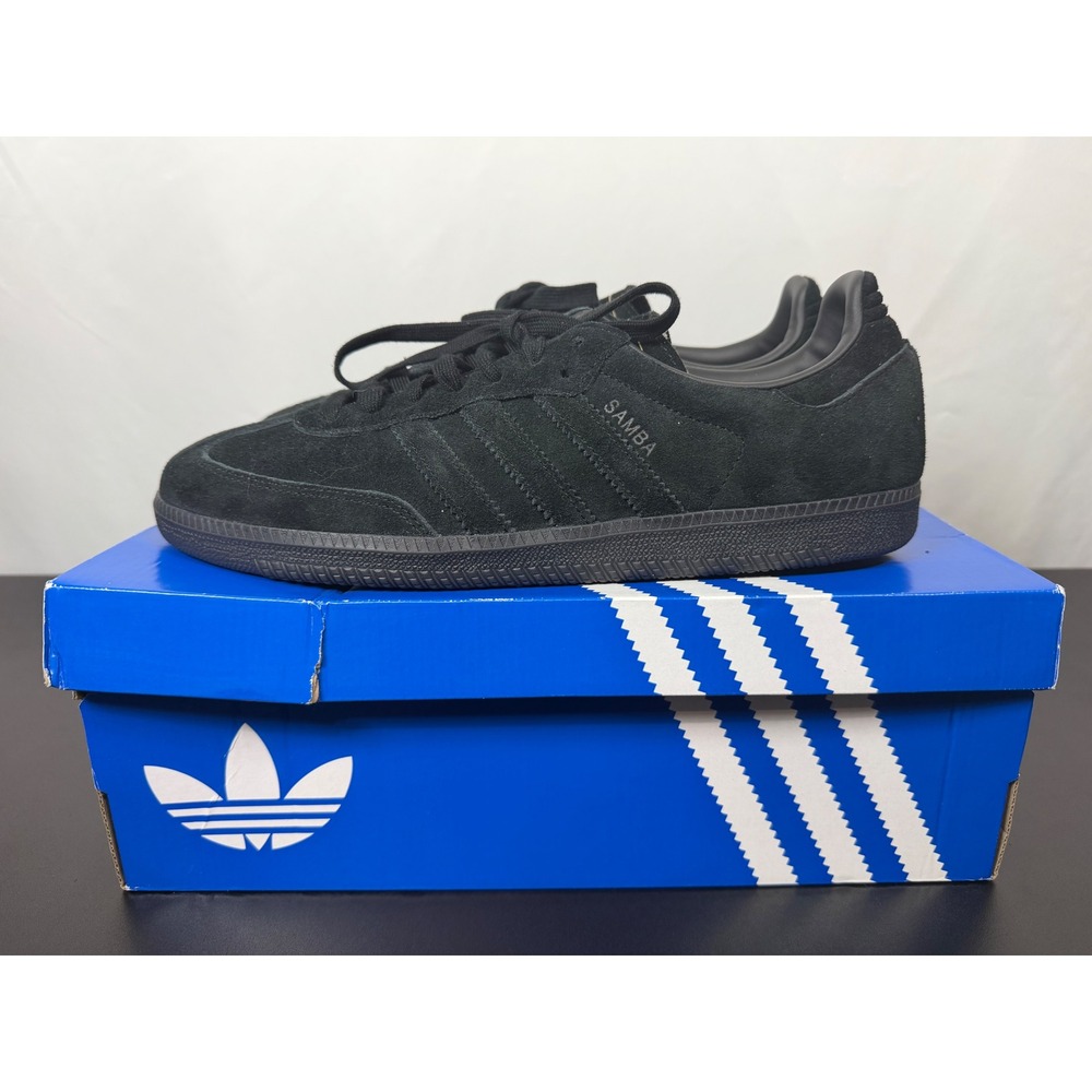 Adidas Samba OG Triple Black Suede Sneakers JR0887 Mens Size 12